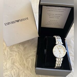 Emporio Armani AR1488 White Ceramic Watch with Armani warranty book